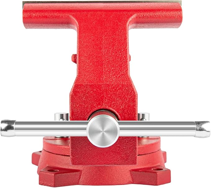 6.5" Heavy-Duty Bench Vise Ductile Iron Bench Vise 360° Swivel Bench Vice with Anvil, Red