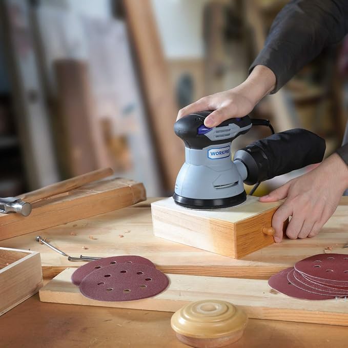 WORKPRO 80-Piece Sanding Disc Set，5-Inch 8-Hole Hook and Loop Sanding Discs, 60, 80, 100, 120, 180, 240, 320, 400 Grits Sandpaper for Random Orbital Sander(Not for Oscillating Tools or Mouse Sander)