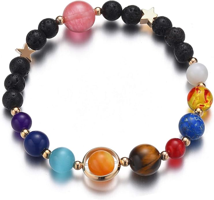 Women Stone Bead Charm Bracelet Universe Galaxy the Eight Planets Nine Planets - Image 8
