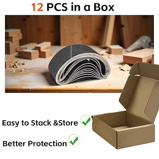 12 Pack 3 x 21 Inch Sanding Belts,Belt Sander Sanding Belts, Belt Sander Paper (3 Each of 60 100 180 240 Grits), Aluminum Oxide for Woodworking Polishing (Size A)
