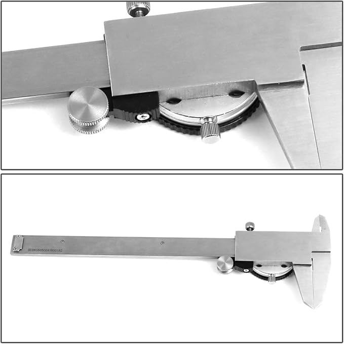 DNA Motoring TOOLS-00055 Premium-Grade Stainless Steel Dial Caliper, 6 Inch, Shockproof Measuring Micrometer w/Lockable Head