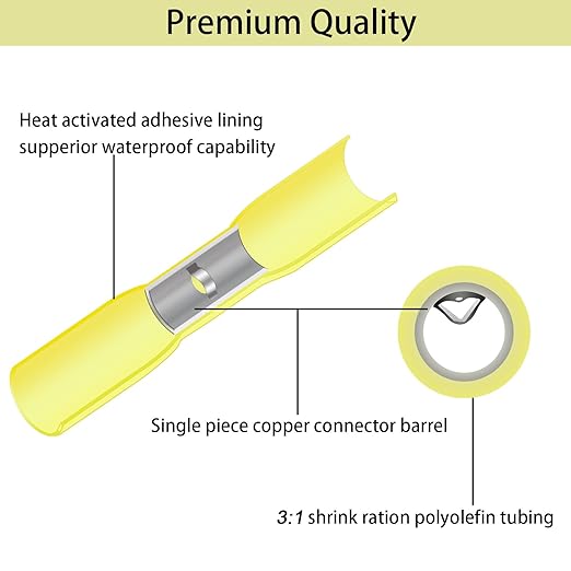 330Pcs Butt Connector, Automotive Electrical Connector Terminals, Waterproof Heat Shrink Wire Connectors Kit, Wire Splice Kit, Heat Shrink Tubing (22-10 AWG)