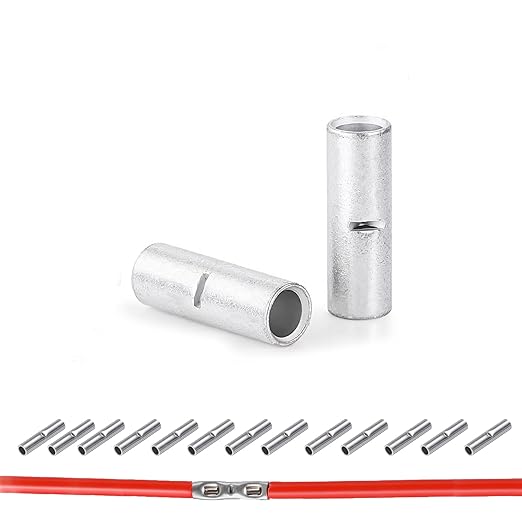 20 PCS Non-Insulated Butt Connectors Kit, AWG #6 Wire Ferrules, Electrical Wire Connectors Crimp Ferrule Terminals Kit-BN14