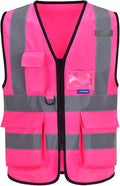 A-SAFETY Pink Safety Vests for Women,Working Safety Vest with Reflective Strips,Medium