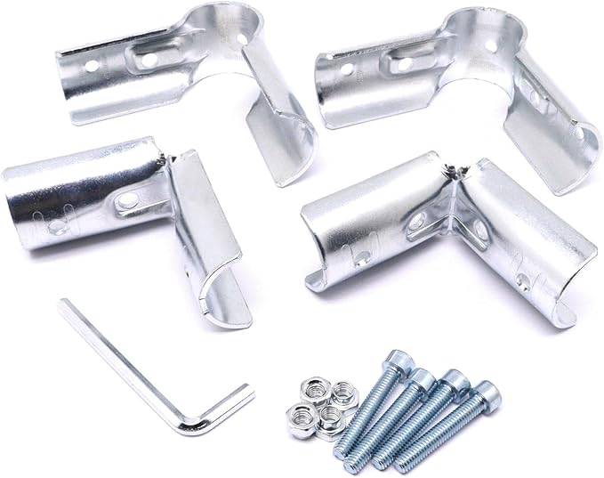 90 Degree Pipe Connector Tee Clamp Fittings, Steel Connection Clamps Set with Small Wrench （2set, 32mm）
