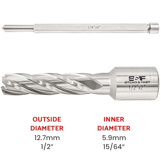 S&F STEAD & FAST Annular Cutter High Speed Steel 1/2" x 2" with Pilot Pin