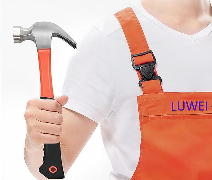Claw Hammer, 11 Oz Forged Steel Stubby Tack Hammer with Shock-absorbing Leather Handle for Driving and Pulling Out Nails (1)