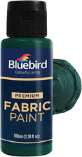 BLUEBIRD Fabric Paint, Pthalo Green, 3.4 Fl Oz, Permanent Fabric Paints by BluebirdArts
