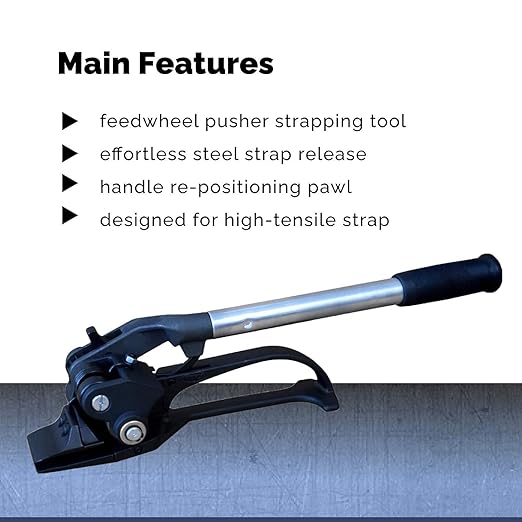 IDL Packaging S-249 Pusher Feedwheel Tensioner for 3/4" to 1 1/4" Steel Strapping - Heavy-Duty Banding Tool for Bundling Pipes - High Tensile Metal Strapping Tensioner with Long Service Life