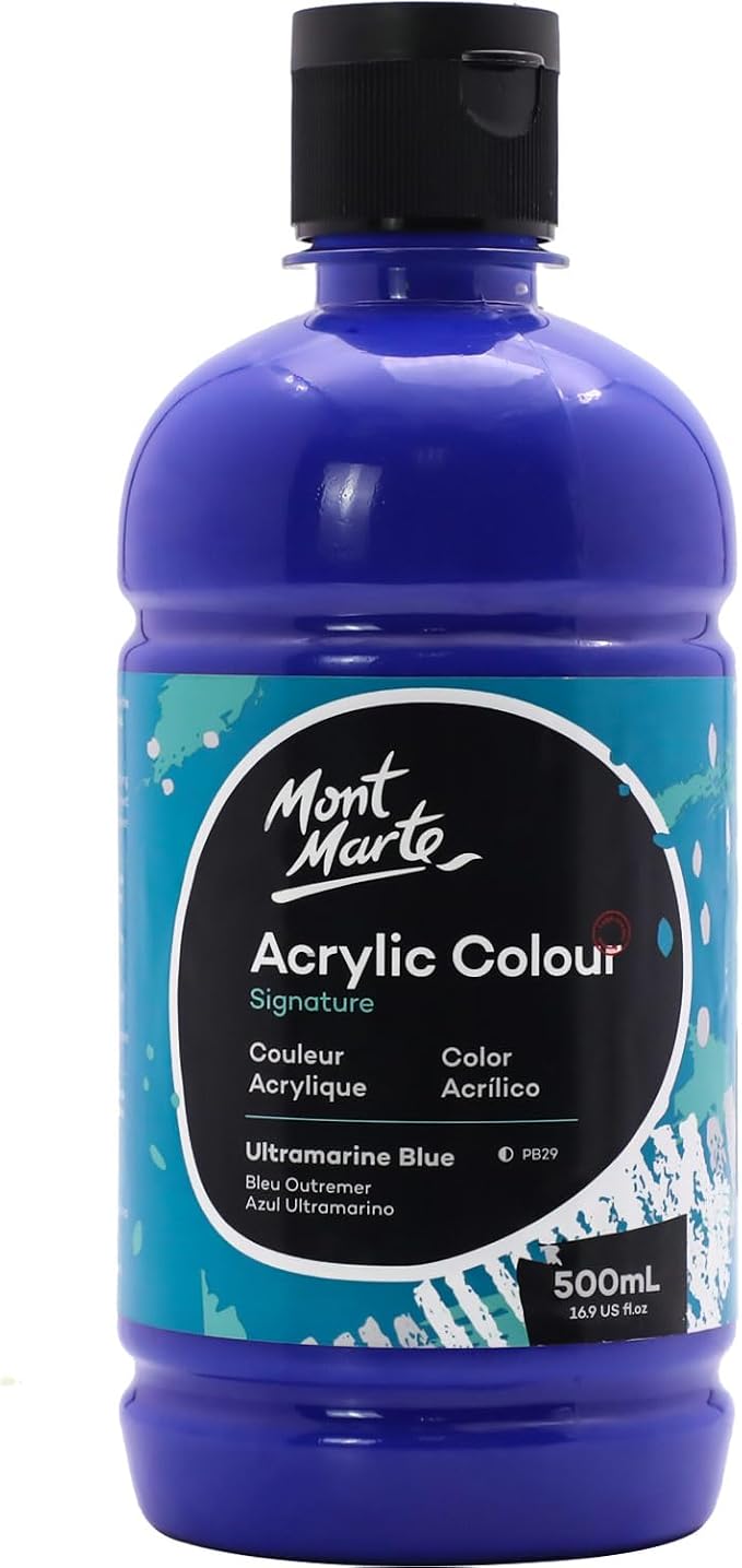 Mont Marte Signature Ultramarine Blue Acrylic Paint, Semi-Matte Finish by MontMarte