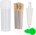 100pcs Cross Stitch Needles + 2 Needle Threader Golden Color Large Eyes Cross by JIGEGE