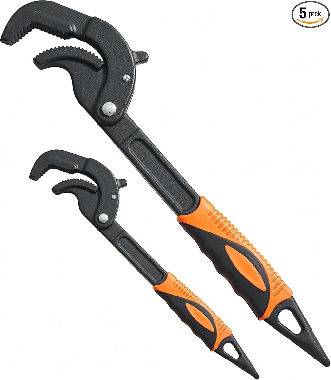 2 PCS 0.55“-2.36”self adjusting pipe wrenches，Grade 45 High Carbon Steel self locking wrench, 14mm-60mm self adjusting wrench (Large size)