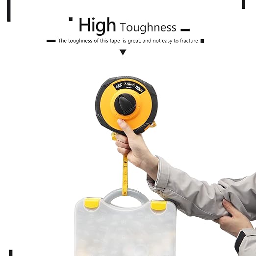 LAND 165FT/50M Fiberglass Tape Measure - Dual-Inch/Metric Scale, Lightweight & Durable, Portable Long Measuring Tape for Construction, Surveying, Landscaping