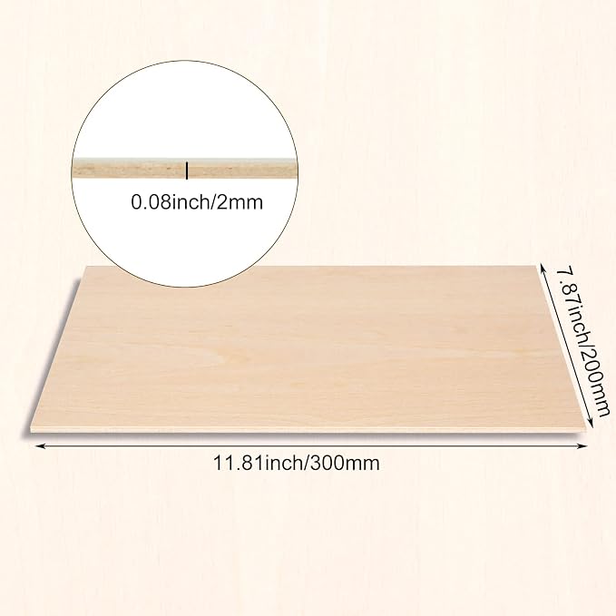 25 Pack 8 x 12 Inch Basswood Sheets, 1/16 Thin Craft Plywood Sheets, Thin & - Image 2