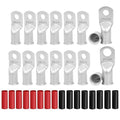 8Pcs 2/0 AWG 3/8" Stud and 8Pcs 2/0 AWG 5/16" Stud Heavy Duty Tinned 2/0 Copper Wire Lugs with 16Pcs Heat Shrink Tubing Ring Terminals 2/0 Battery Cable Ends Bare Copper Eyelets