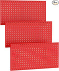 TORACK 3Pcs Metal Pegboard Panels(12x24 inch) for Wall Garage Tools Storage Pegboard System for Workbench, Modular Peg Board Tool Organizer Board Kit(Pack of 3, Red)