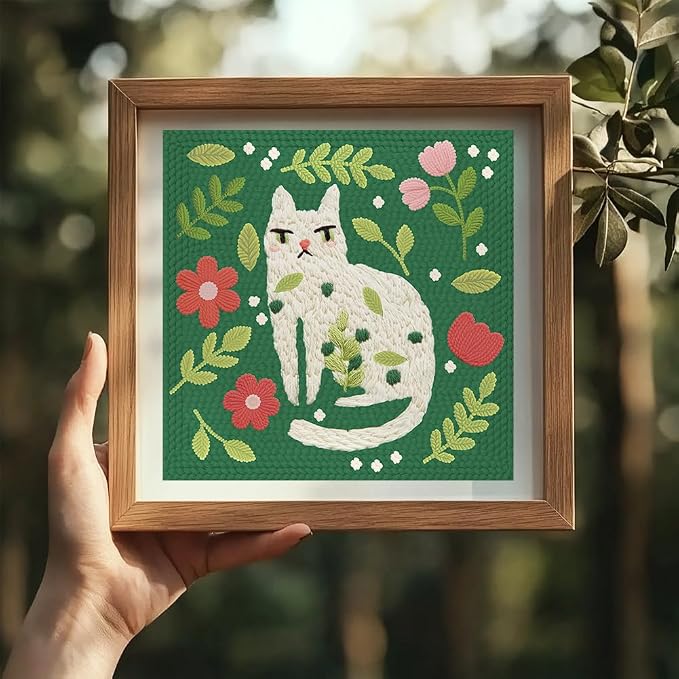 Doodlream Cat Leaf DIY Punch Needle Embroidery Kit - Image 6