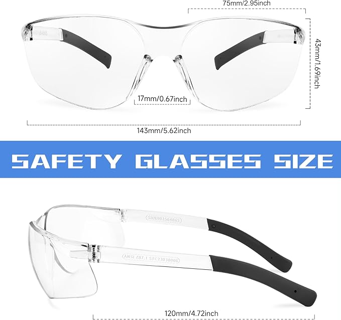 24 Pack Bulk Safety Glasses Clear Lens ANSI Z87.1 Safety Glasses for Women Men Eye Protection Glasses with Scratch and Impact Resistant for Construction and Laboratory