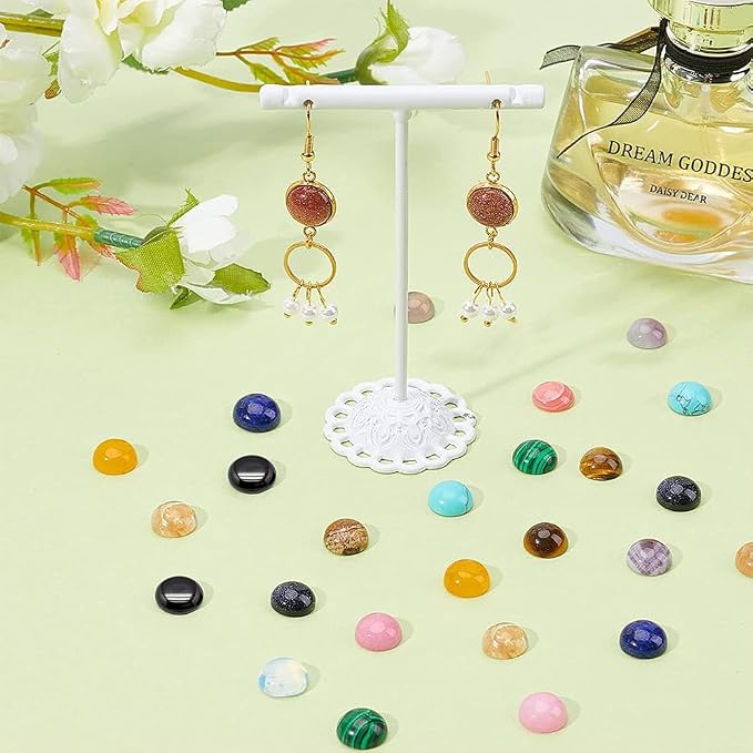 SUPERFINDINGS 40pcs 20 Style Natural Cabochon Gemstone 12mm Half Round Dome - Image 3