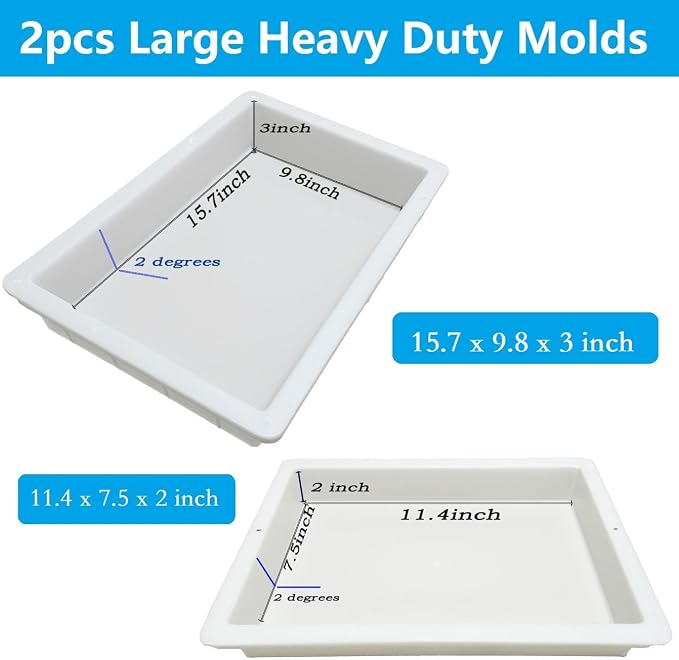 2Pcs Extra Large Reusable Epoxy Resin Table Mold15.7x9.8x3 inch 11.4x7.5x2 inch - Image 2
