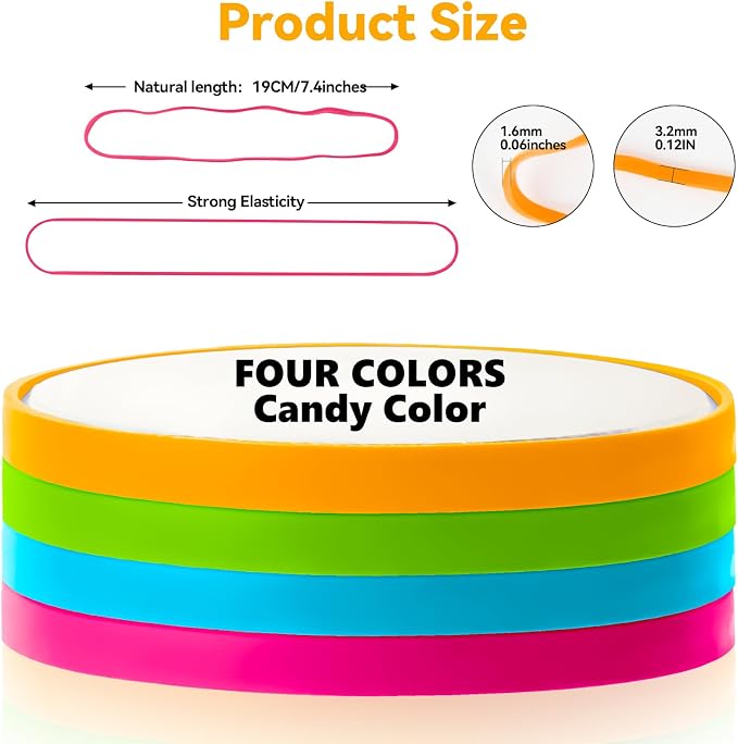 Large Rubber Bands Heavy Duty- 120PCS Colored 7" Elastic Band, Office Supplies - Image 6