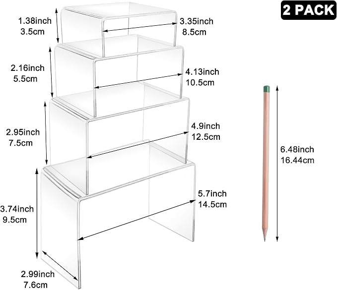 Cerpourt 8Pcs Acrylic Display Risers Clear Product Stand, Cupcakes Holder - Image 2
