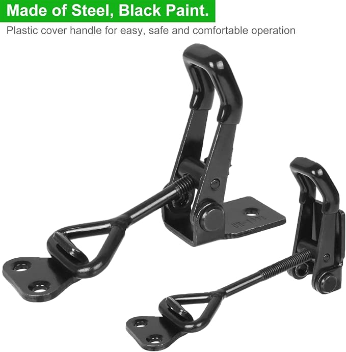 Adjustable Toggle Clamp Holding Capacity Toggle Latch Hasp Clamp Quick Release Pull Latch (Black-6pcs -550lbs)