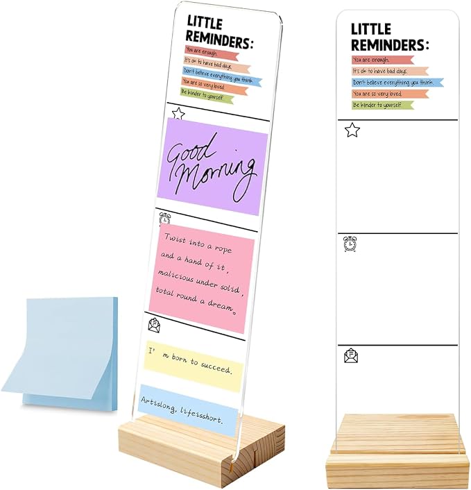 Monitor Memo Board with Removable Wooden Base Acrylic Portable Sticky Note by HTBIG