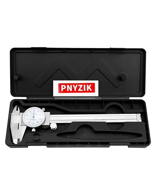 6 Inch Dial Caliper +/-0.001 Inch Accuracy, Shockproof Hardened Stainless Steel Metal 4-Way Measurement Calipers Measuring Tool with Plastic Case