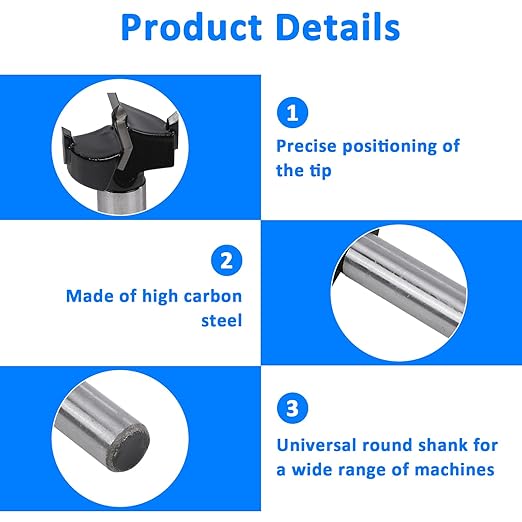 Forstner Bit Set for Woodworking 5PCS Wood Drill Bit Set Hole Saw Woodworking Tools Carbide Tipped Forstner Bits for Hard Wood Plastic Plywood MDF