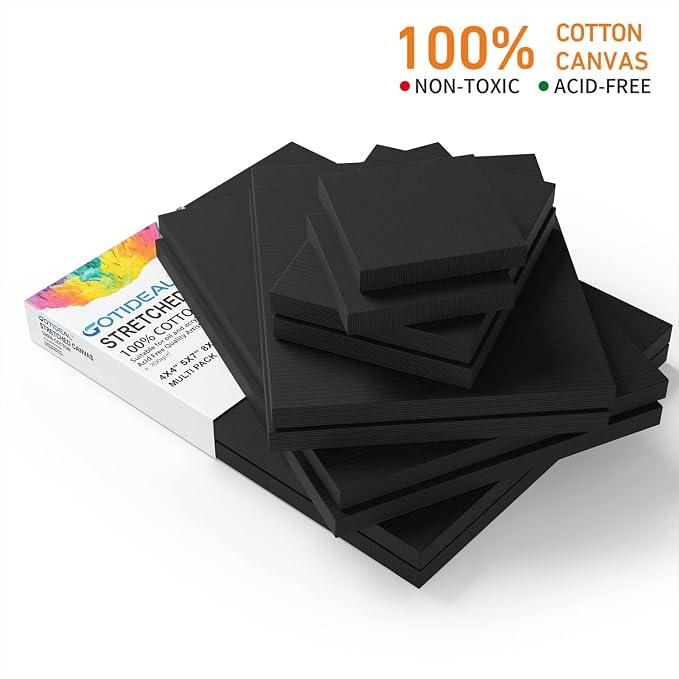 GOTIDEAL 10Pcs Black Stretched Canvases - Image 3