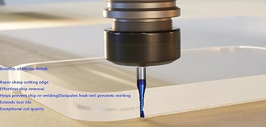O Single Flute Upcut Spiral End Mill CNC Router Bit with NACO Coating for Plastic Cutting with Mirror Finish (5, 1/8 D x 1/2 CH x 1/4 SHK x 2L)