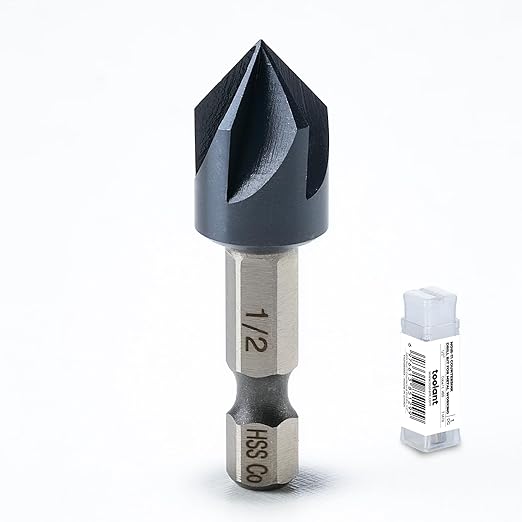 toolant 1/2" Noir-Ti Cobalt Countersink Drill Bit(Pro), Titanium Aluminum Nitride Coated with Quick Change Hex Shank