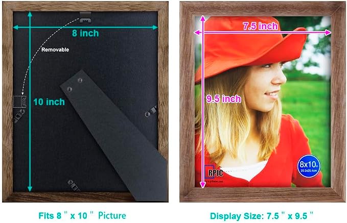 RPJC 8x10 Picture Frames Made of Solid Wood High Definition Glass - Image 4