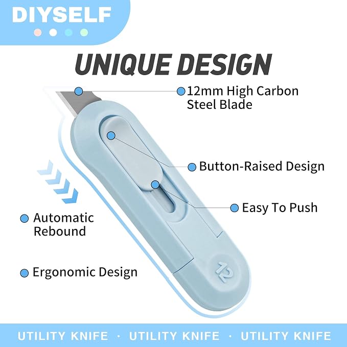 DIYSELF 24 Pack Box Cutter Retractable, Small Utility Knife, Sharp Box Knife - Image 2