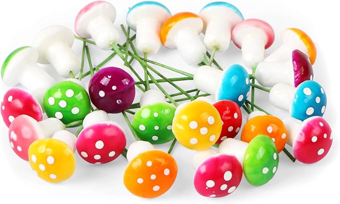 MIDELONG Mini Mushrooms Tiny Figurines Miniatures Colorful Mushrooms Garden - Image 7