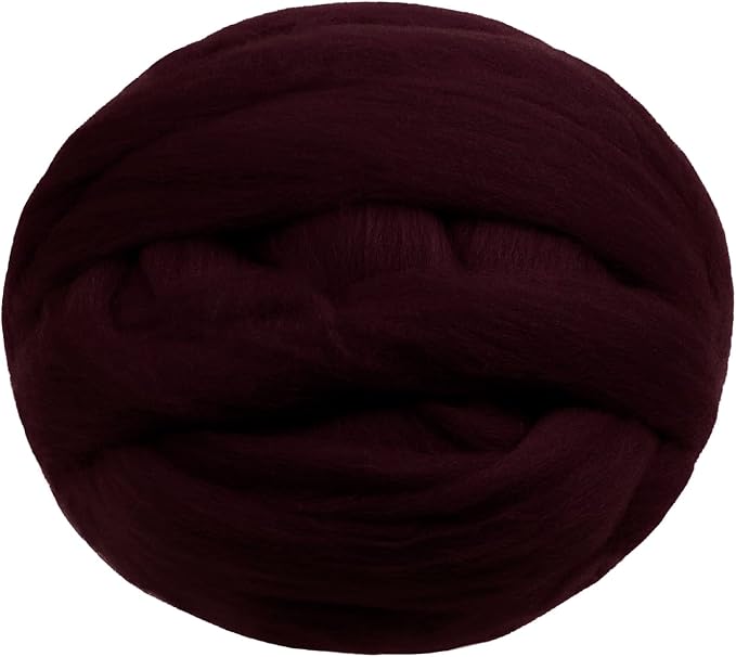 JeogYong Needle Felting Wool, 7.05oz Wool Roving Chunky Wool Yarn, Dark Maroon by JeogYong