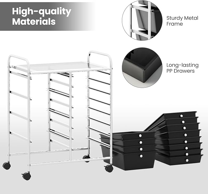 BECOMFORT 15-Drawer Rolling Cart - Image 5
