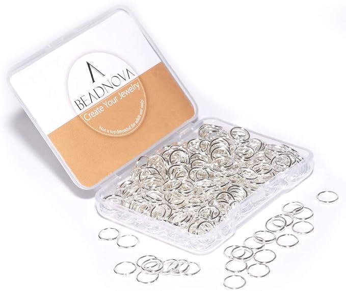 BEADNOVA 8mm Open Jump Rings Silver Jump Rings by BEADNOVA