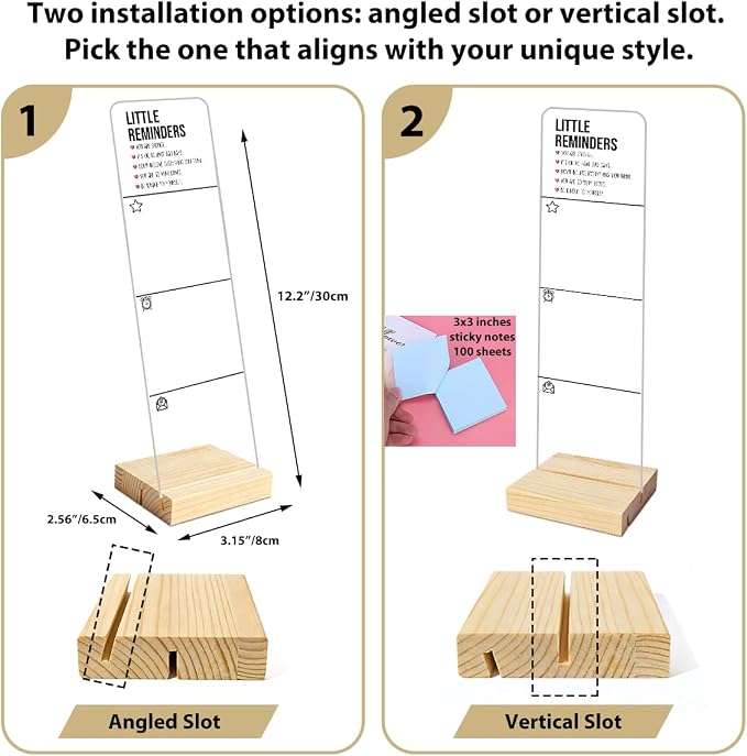 Monitor Memo Board with Removable Wooden Base Acrylic Portable Sticky Note - Image 2