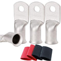 TKDMR 4pcs 2/0 Awg-5/16" Ring Marine Grade Copper Wire Lugs,with 3:1 Heat Shrink Tubing,UL Battery Cable Ends,Heavy Duty Cable Lugs,Tinned Copper Eyelets,Tubular Ring Terminals