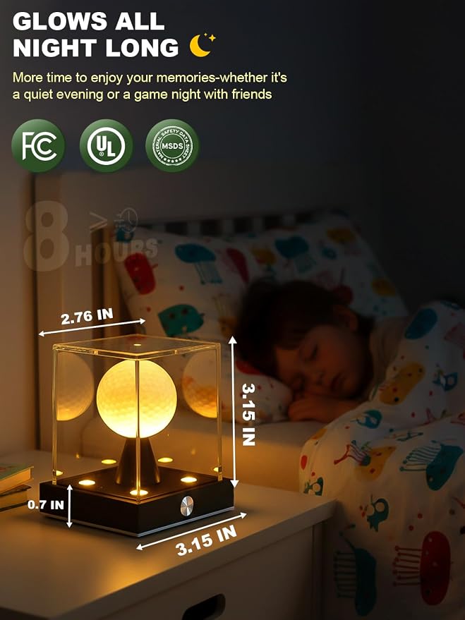 JupDec Cordless LED Golf Ball Display Case, Autograph Cube Showcase - Image 3
