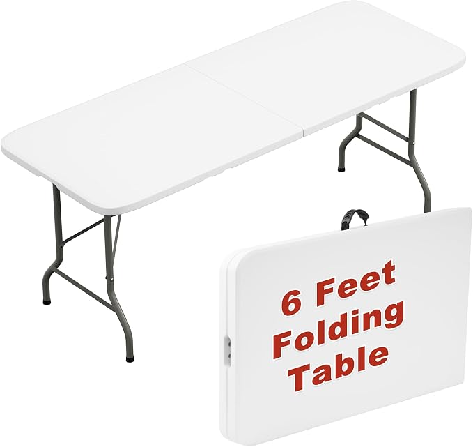Elevon Folding Table, 6 Feet Heavy Duty Fold-in-Half Utility Table Indoor by ELEVON