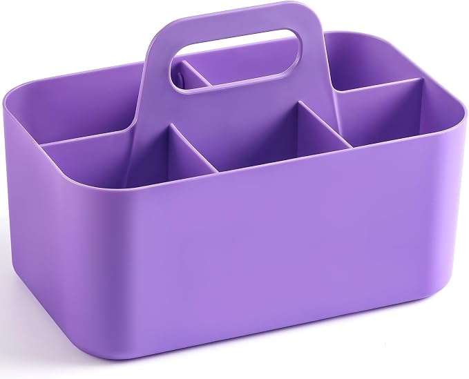 Multiuse Caddy Organizer with Handle, Portable Divided Plastic Tote Bin - Image 8