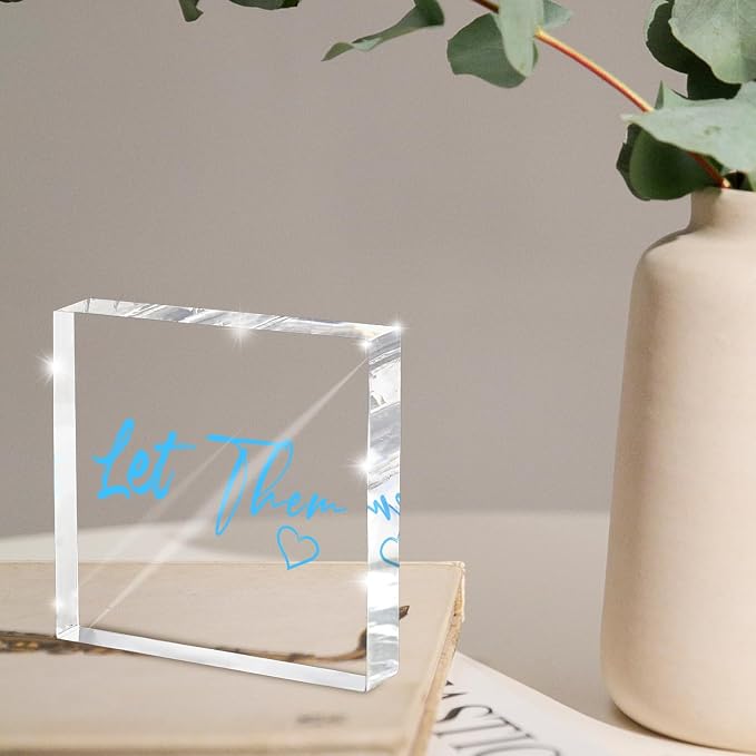 Let Them - Blue 4 Inch Acrylic Tabletop Sign, Office and Cubicle Decor - Image 4