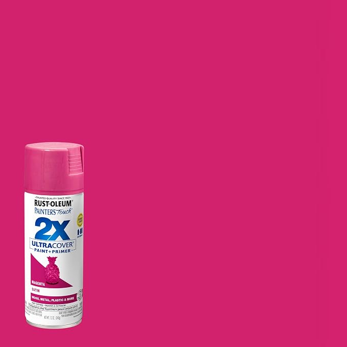 Rust-Oleum Painter's Touch 2X Ultra Cover Spray Paint, Satin Magenta | Indoor - Image 2