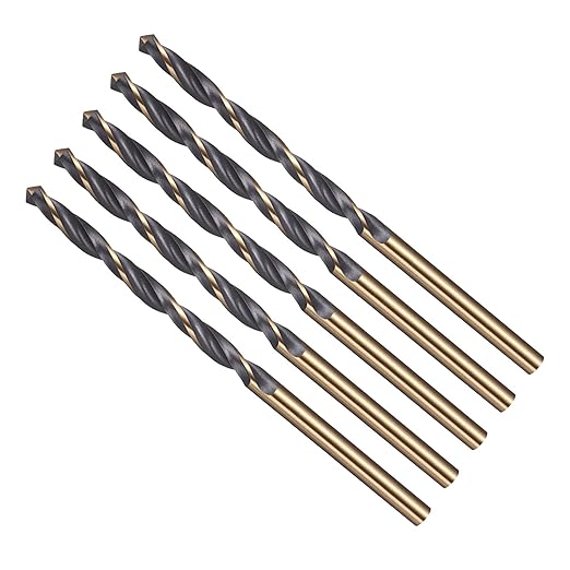 Drill Bit, 3.2mm Cutting Diameter, 4341 HSS Gold and Black 118° Cutting Angle Number Jobber Bits - (Applications: for Drilling Soft Metal Plastic Wood), 5-Pieces