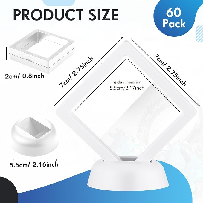 60 Pcs 3D Floating Display Case PE Film Jewelry Storage Box Coins Display Frame - Image 3