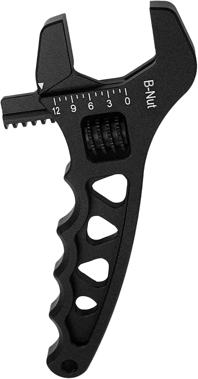 AN Hose Fitting Adjustable Wrench 3AN-12AN Lightweight Aluminum (Black)