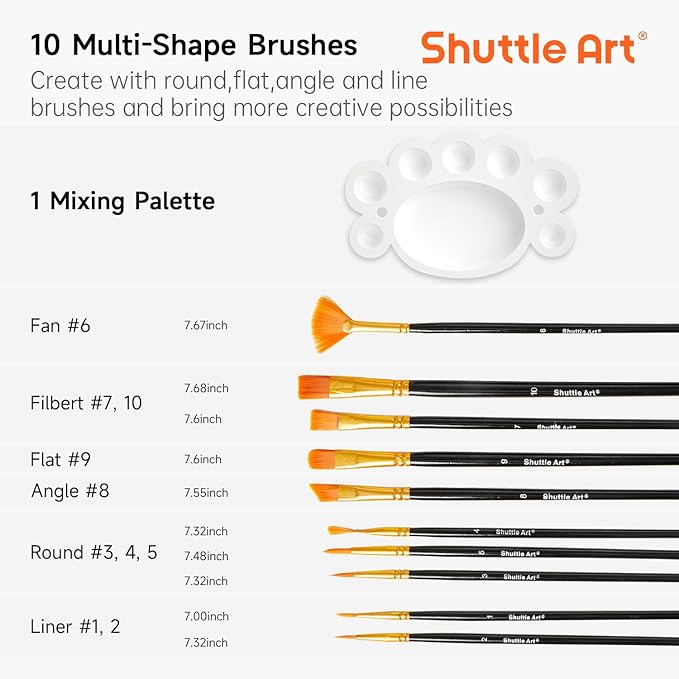 Shuttle Art Metallic Acrylic Paint Set, 20 Colors Metallic Paint in Bottles - Image 6